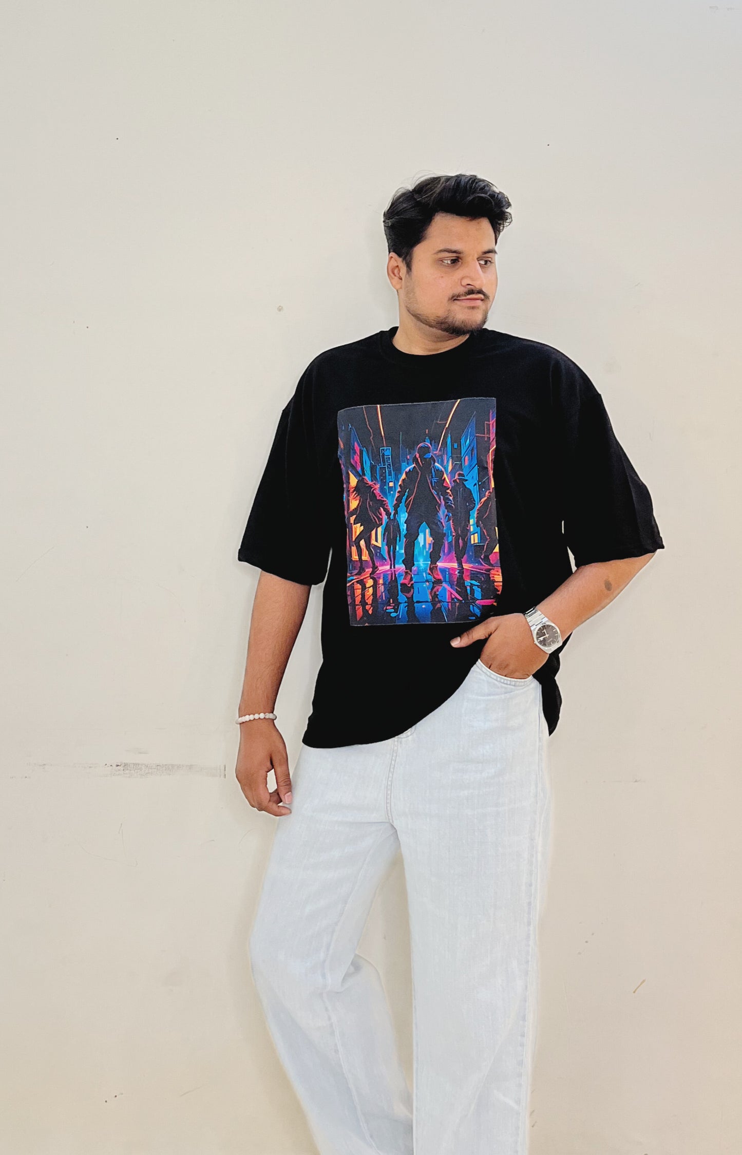Neo Neon Noir (Colour - Night | Style - Unisex | Fit - Drop Shoulder)