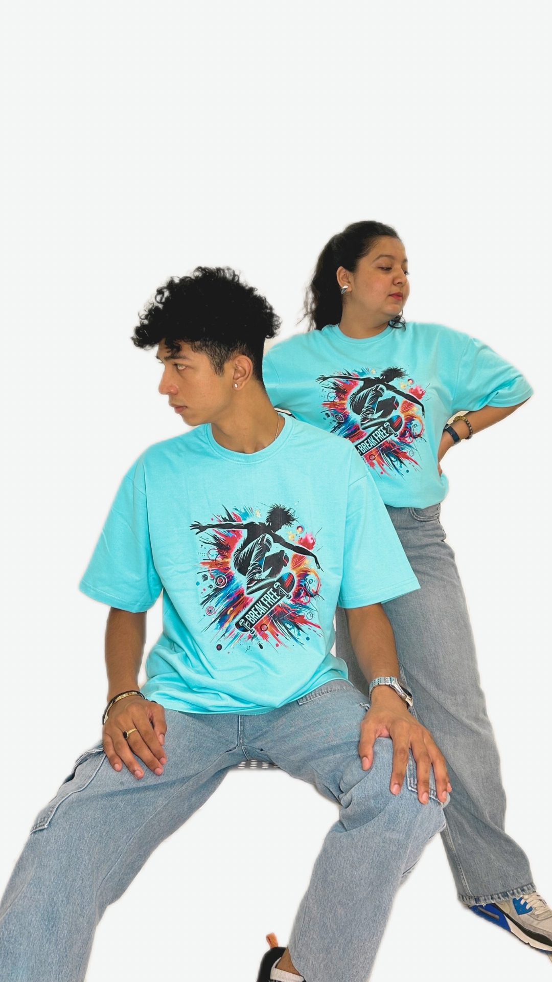 Roaring Rebels Ride (Colour - Sky | Style - Unisex | Fit - Drop Shoulder)