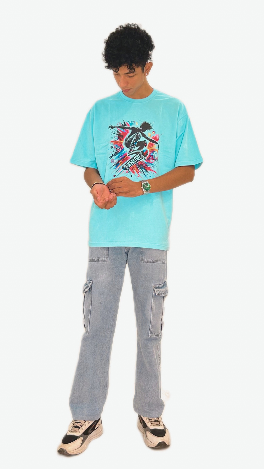 Roaring Rebels Ride (Colour - Sky | Style - Unisex | Fit - Drop Shoulder)