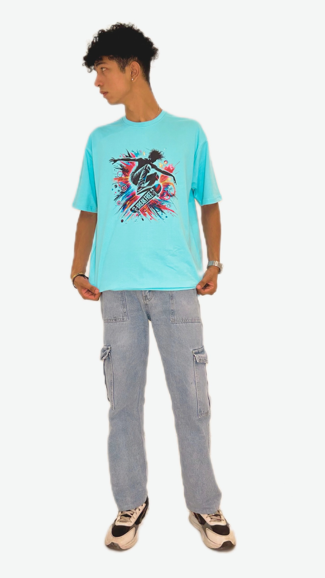 Roaring Rebels Ride (Colour - Sky | Style - Unisex | Fit - Drop Shoulder)