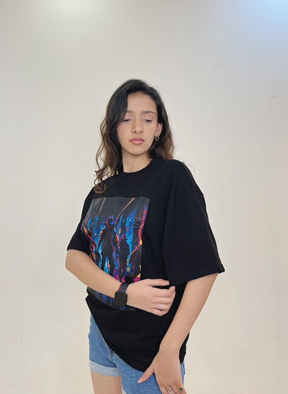 Neo Neon Noir (Colour - Night | Style - Unisex | Fit - Drop Shoulder)
