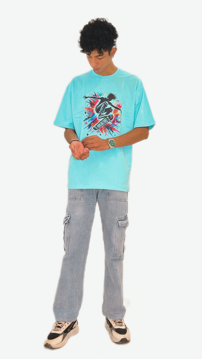 Roaring Rebels Ride (Colour - Sky | Style - Unisex | Fit - Drop Shoulder)