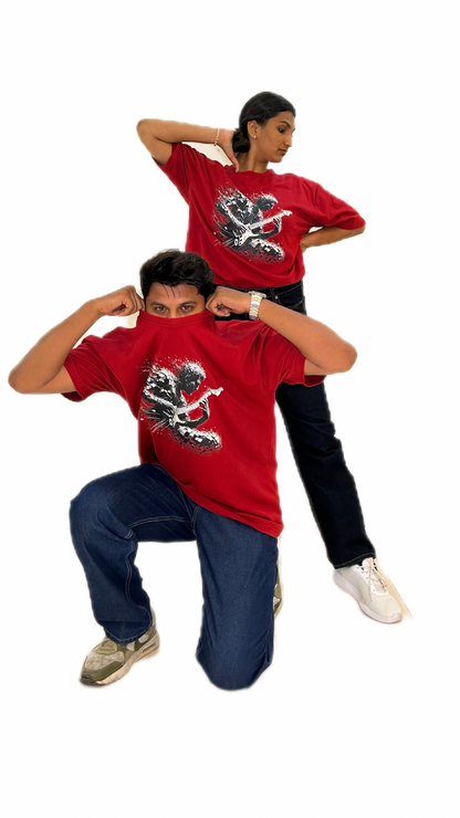 Sonic String Storm (Colour - Cherry | Style - Unisex | Fit - Drop Shoulder)
